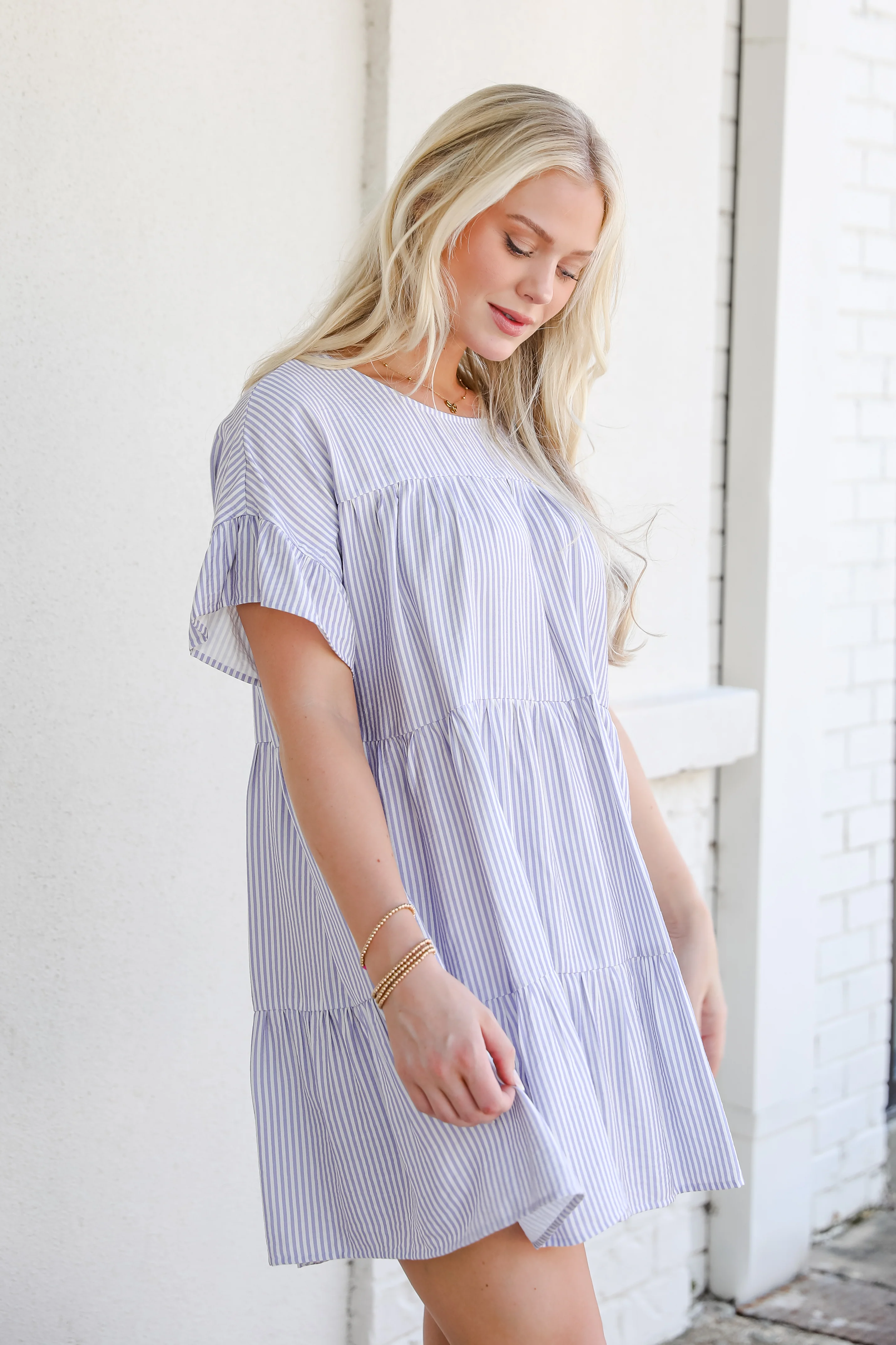 FINAL SALE - Perfect Pace Striped Tiered Mini Dress