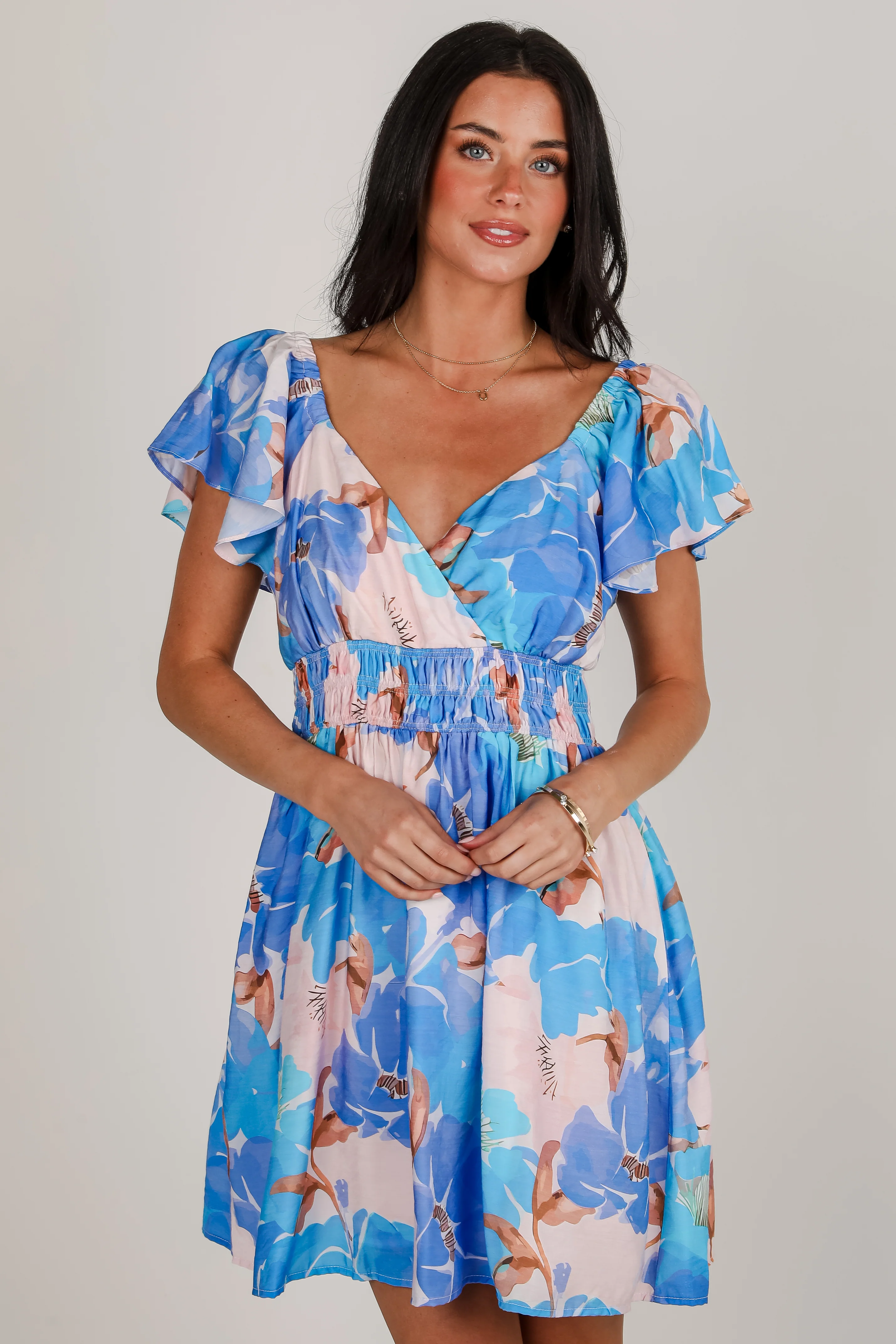 FINAL SALE - Boldly Blooming Blue Floral Mini Dress