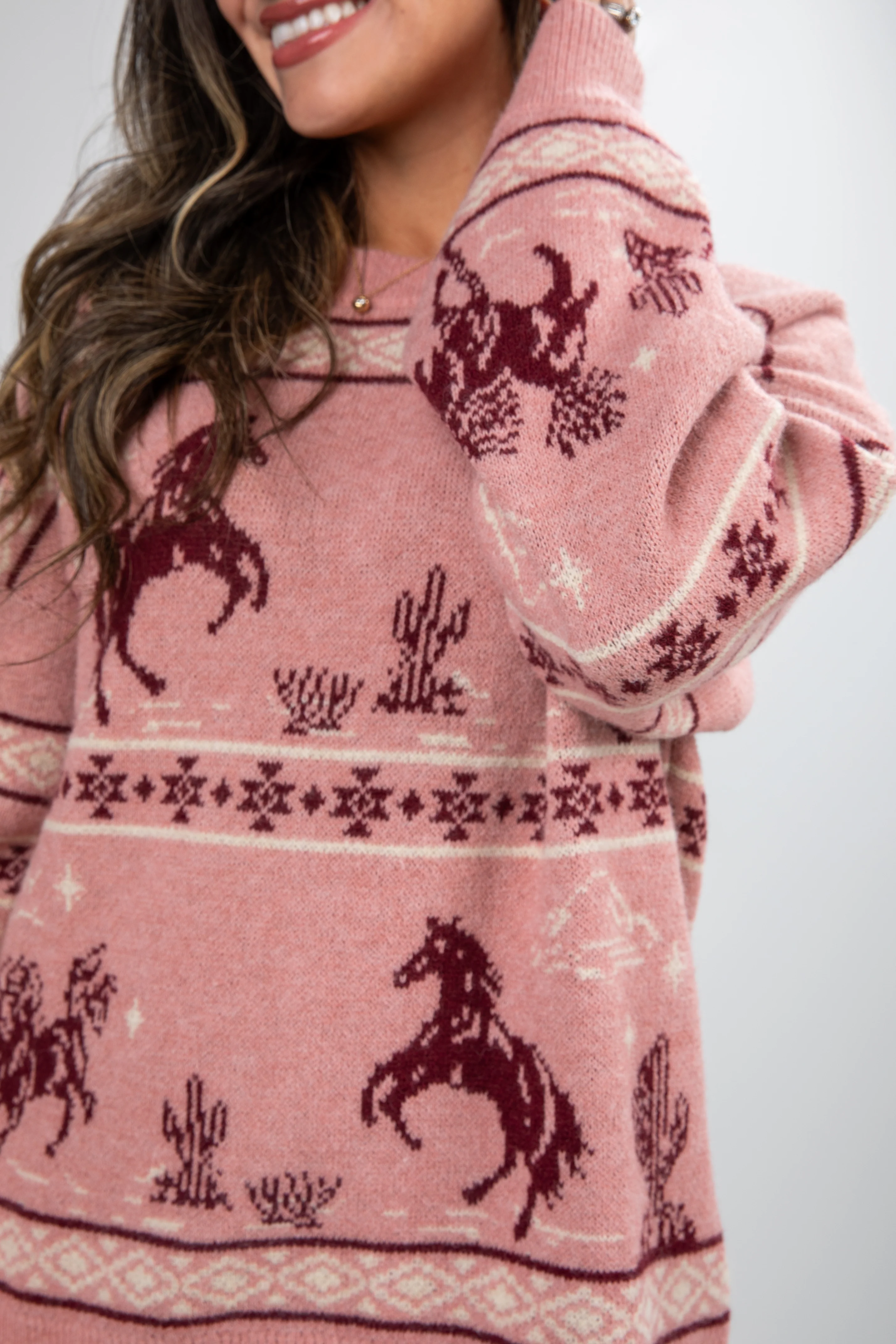 FINAL SALE - Ride Along Mauve Horse Sweater 4 FINAL SALE - Ride Along Mauve Horse Sweater