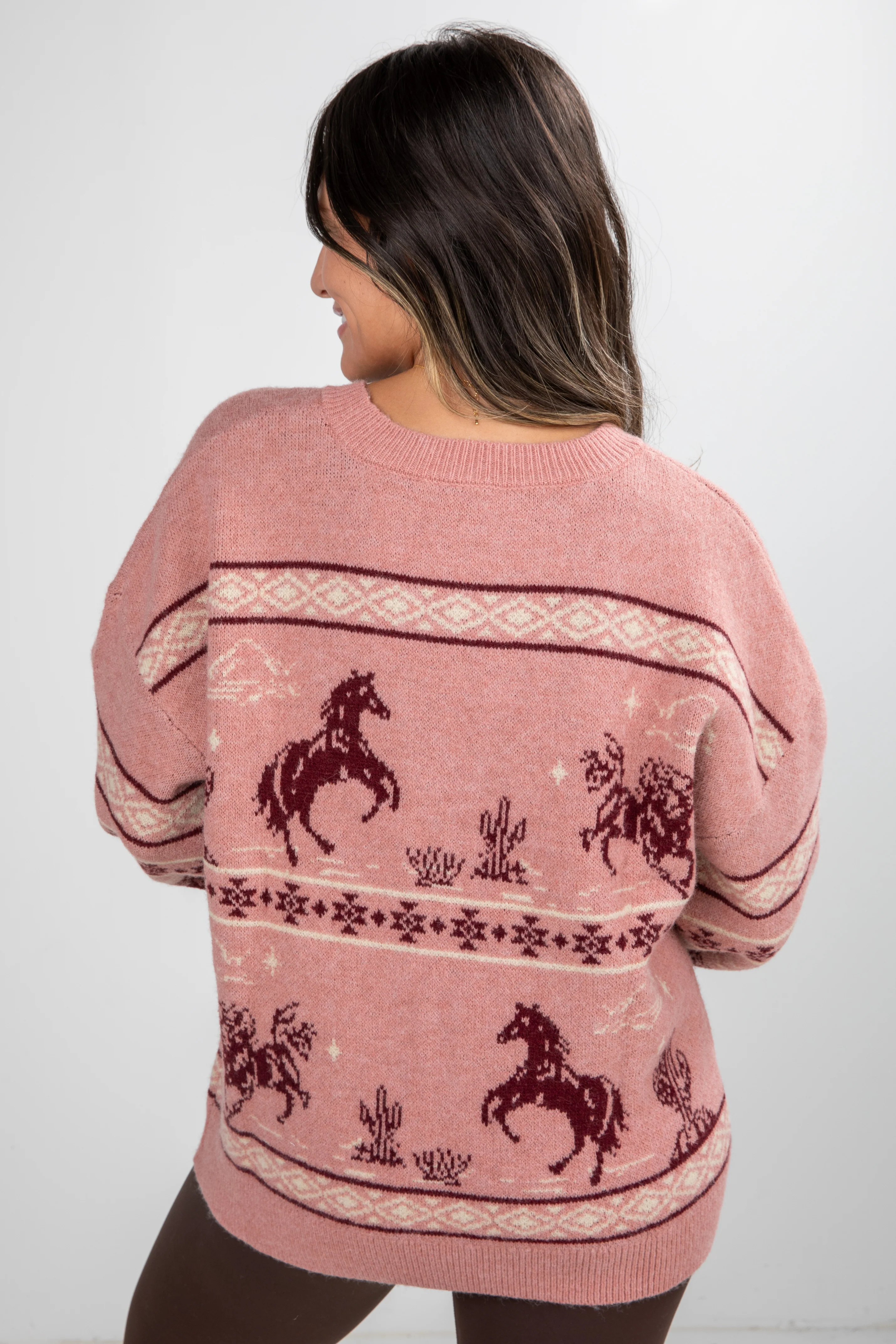 FINAL SALE - Ride Along Mauve Horse Sweater 7 FINAL SALE - Ride Along Mauve Horse Sweater