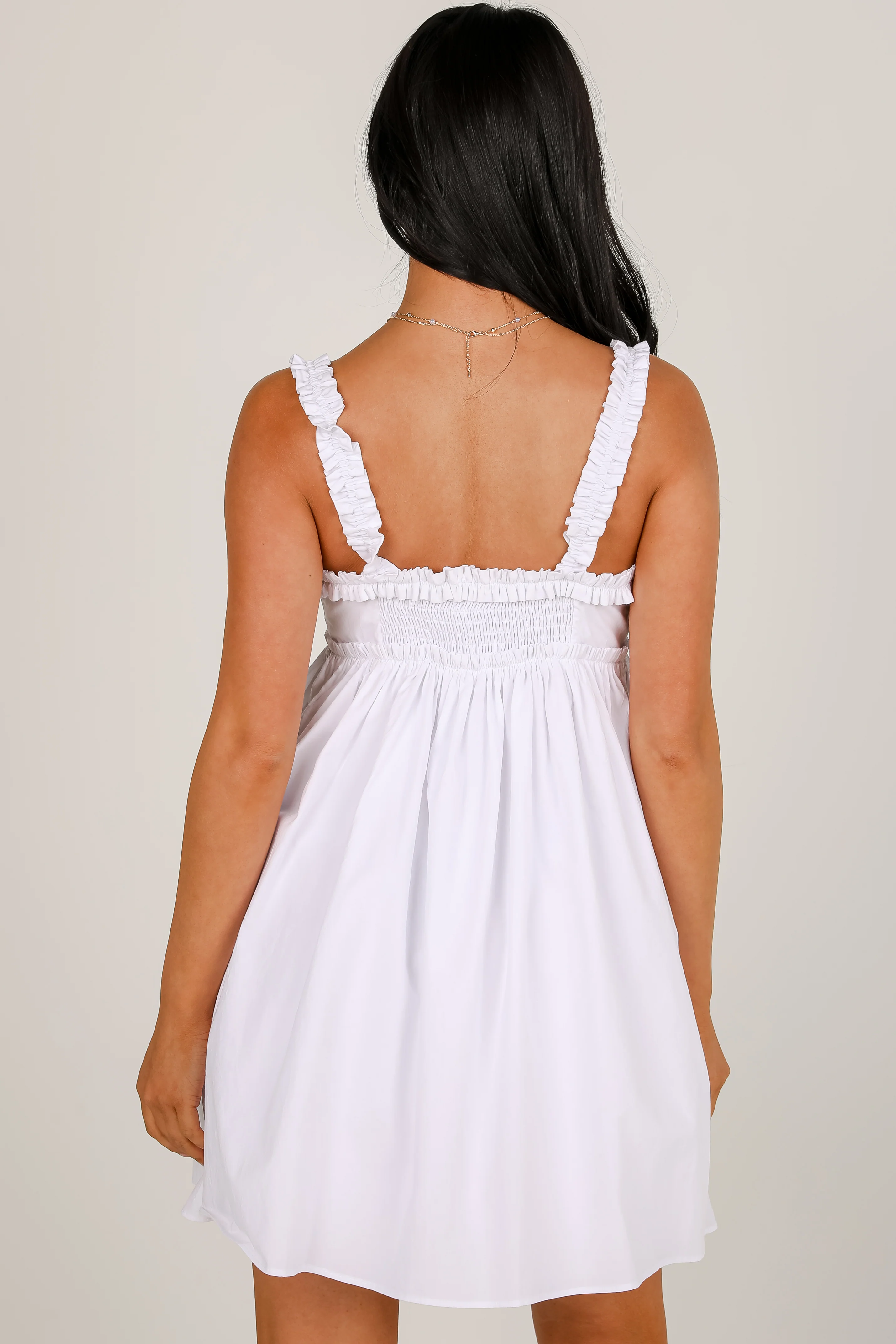 FINAL SALE - Stay For The Day White Ruffle Mini Dress