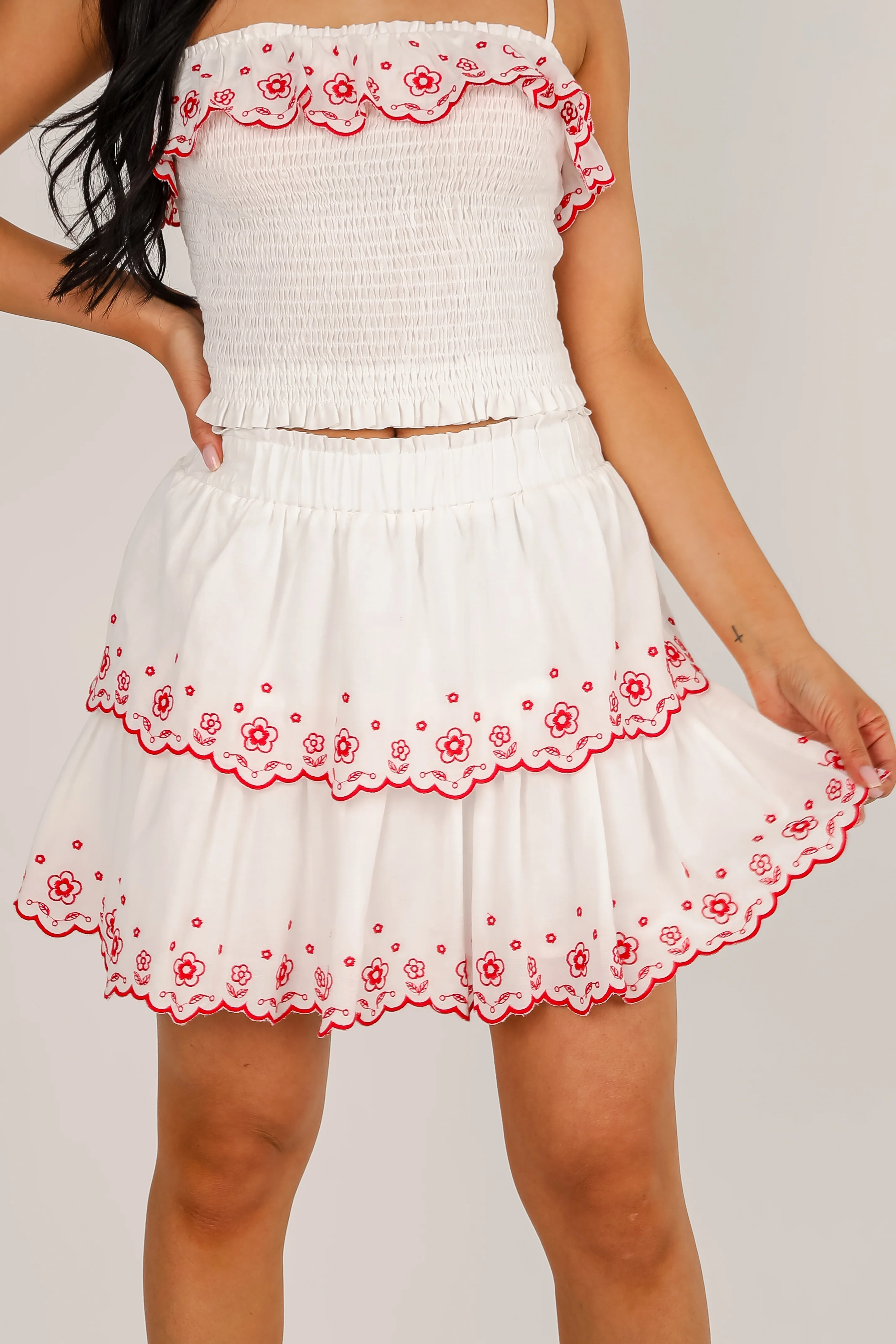 FINAL SALE - American Summer White Tiered Skort
