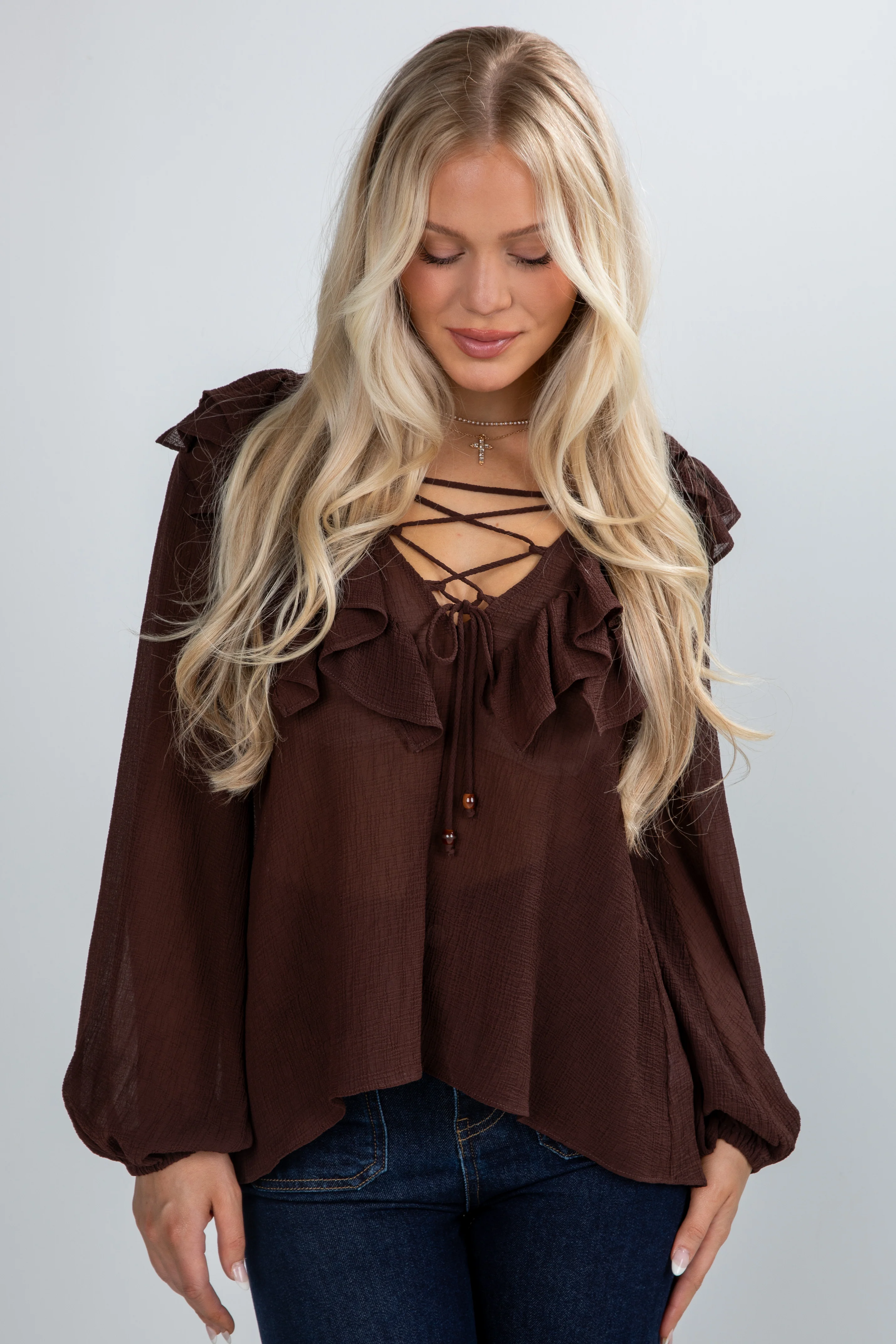 FINAL SALE - Jump At The Chance Brown Blouse 6 FINAL SALE - Jump At The Chance Brown Blouse