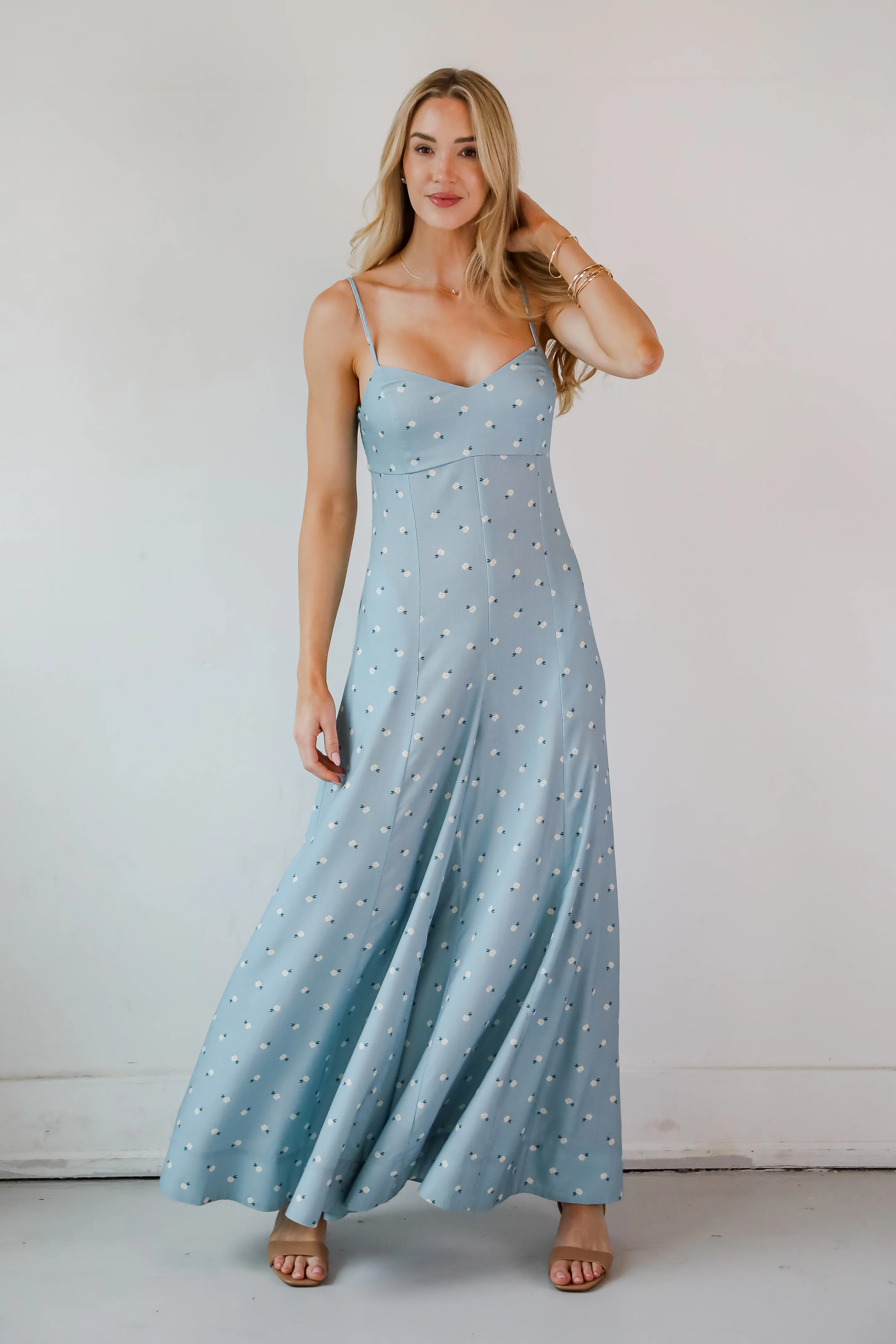 FINAL SALE - Cheerful Season Denim Floral Wide Leg Jumpsuit